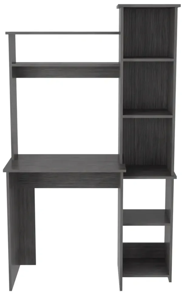 Streamdale Versailles Desk with Shelves and Cubbies - Smokey Oak