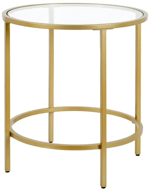 Modern Glass and Metal End Table, Compact Side Table for Sofa or Bedside Use