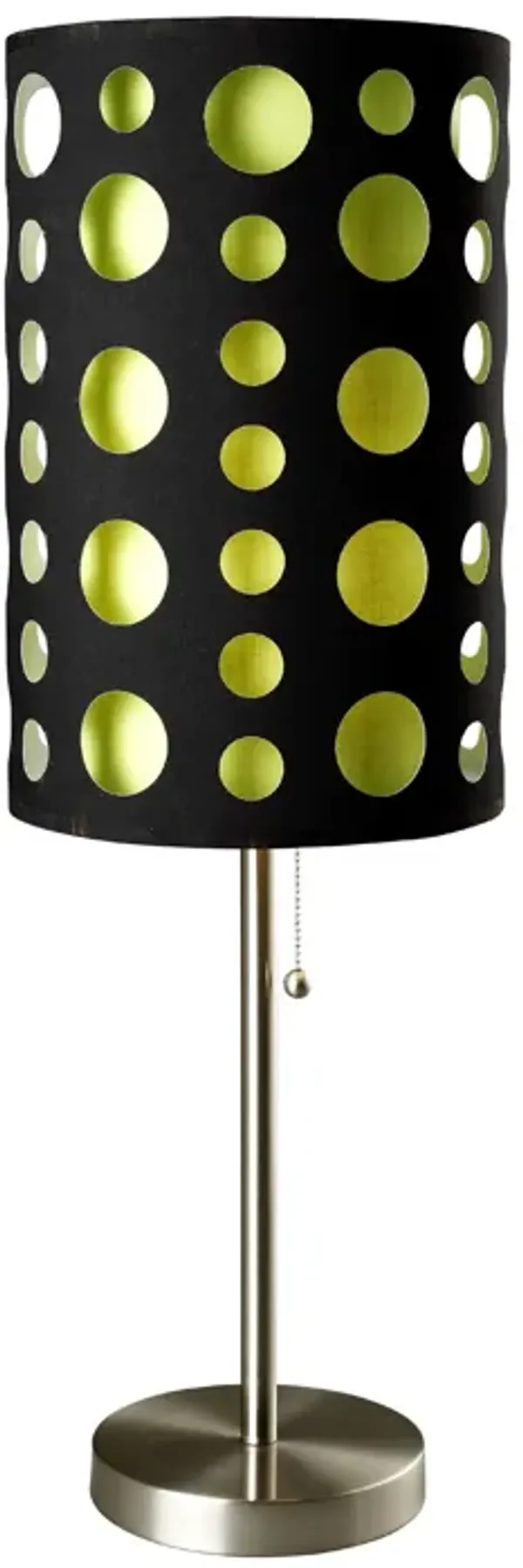 Hivvago 33" Silver Metal Mod Table Lamp With Black And Green Drum Shade