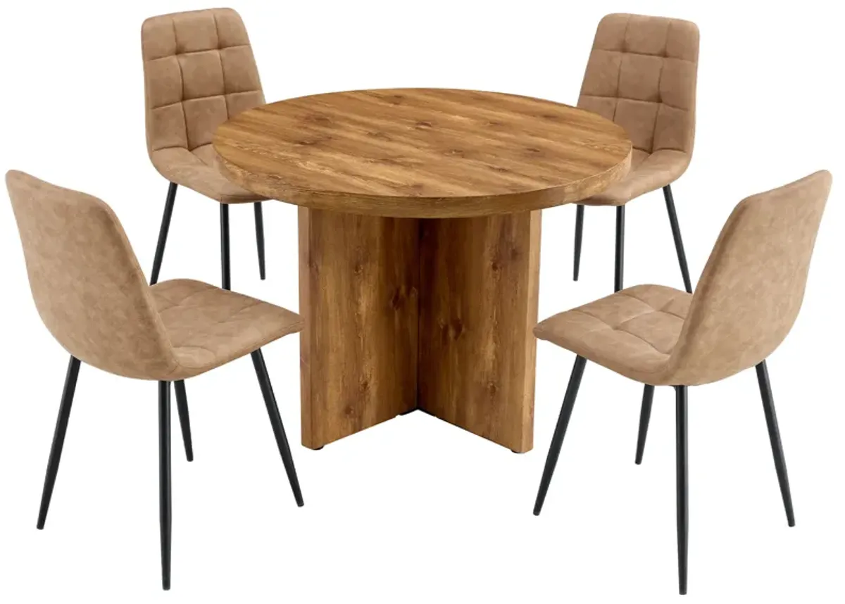 Merax 5 Pieces Round Dining Table  Chair Set