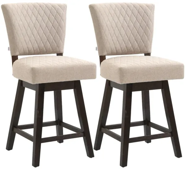 Beige Kitchen Seating: Swivel Counter Height Bar Stools Set of 2