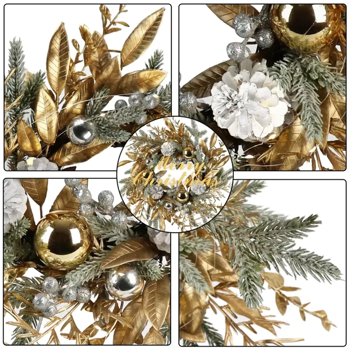 Christmas Wreath Festive Holiday Decoration for Doors, Walls & Mantels