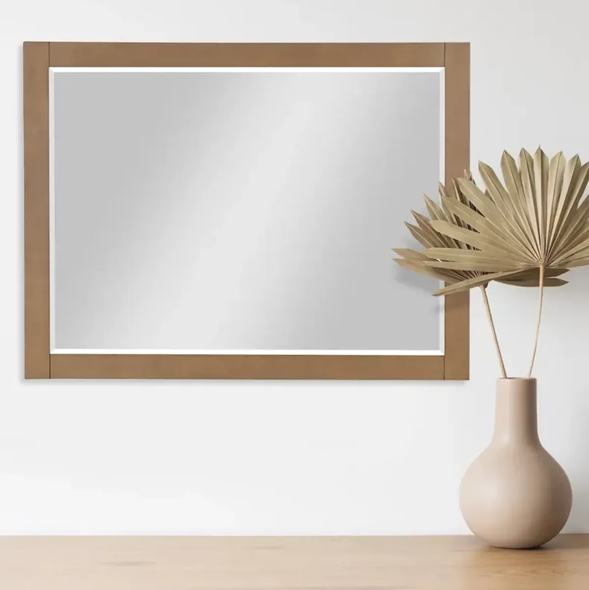 Altair 48 Rectangular Bathroom Wood Framed Wall Mirror in Brown Pine