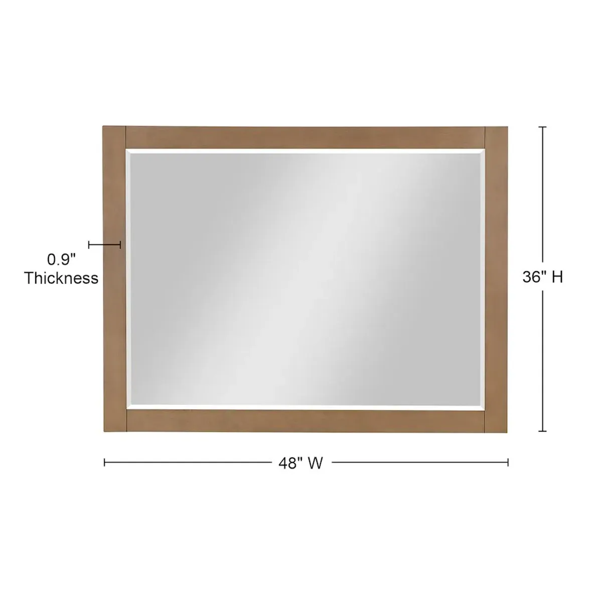 Altair 48 Rectangular Bathroom Wood Framed Wall Mirror in Brown Pine