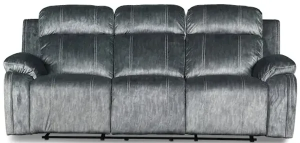 New Classic Furniture Furniture Tango Polyester Fabric Dual Recliner Sofa in Shadow Gray