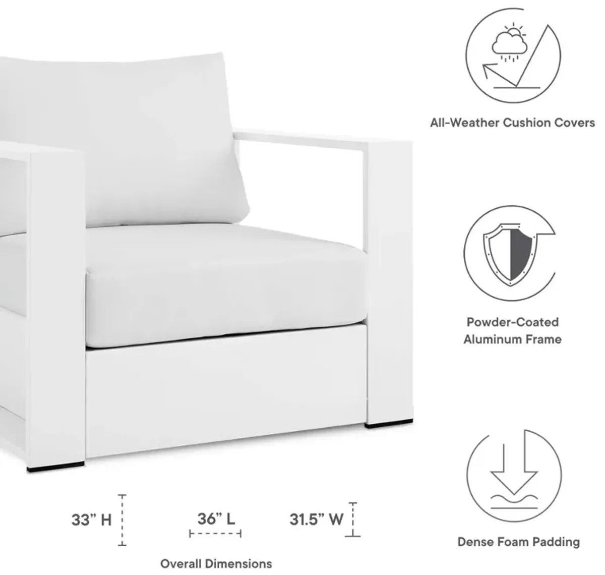 Tahoe Outdoor Patio Powder-Coated Aluminum 2-Piece Armchair Set