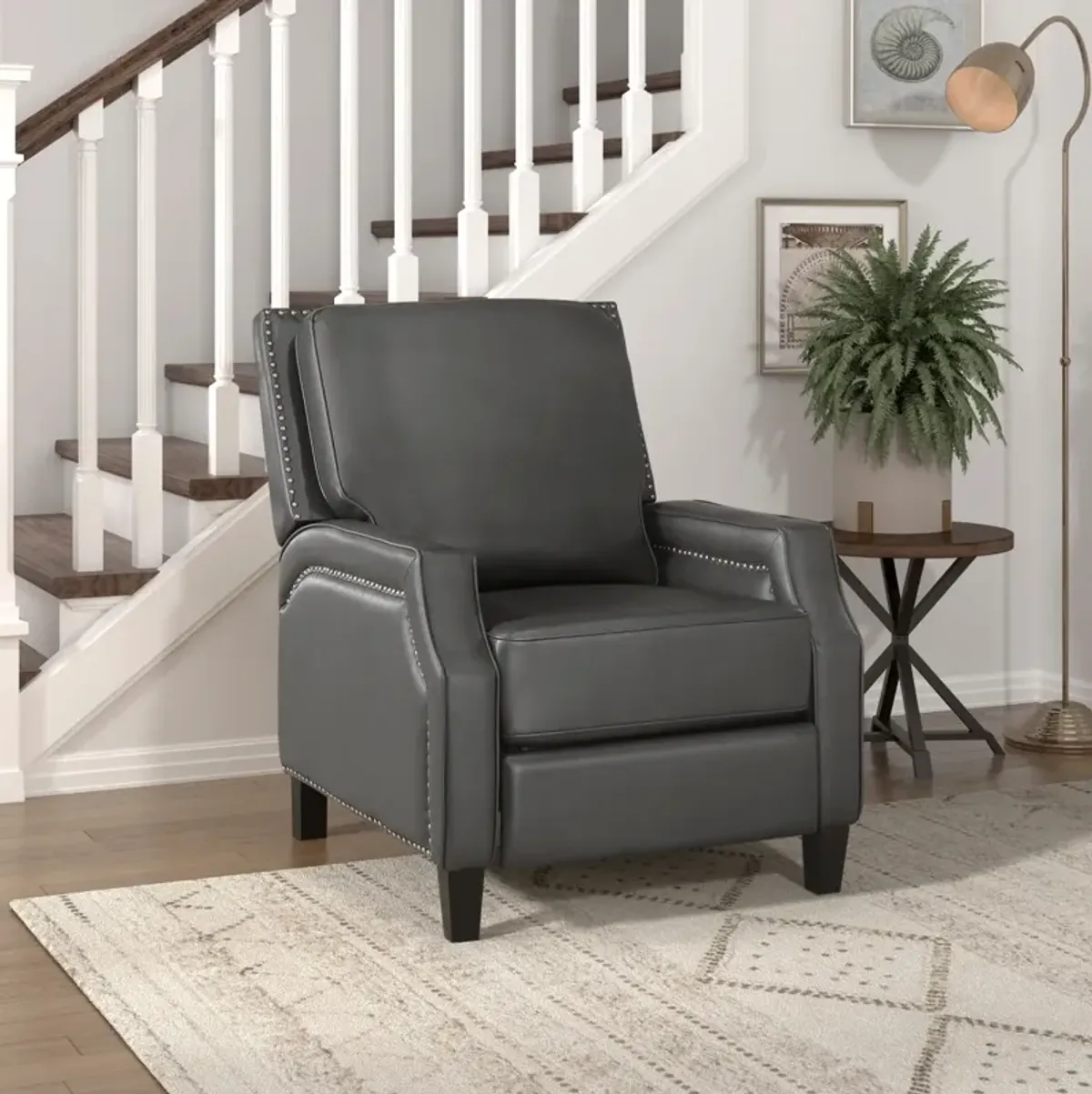 Push Back Reclining Chair Transitional Style Self-Reclining Motion Chair 1 Piece Cushion