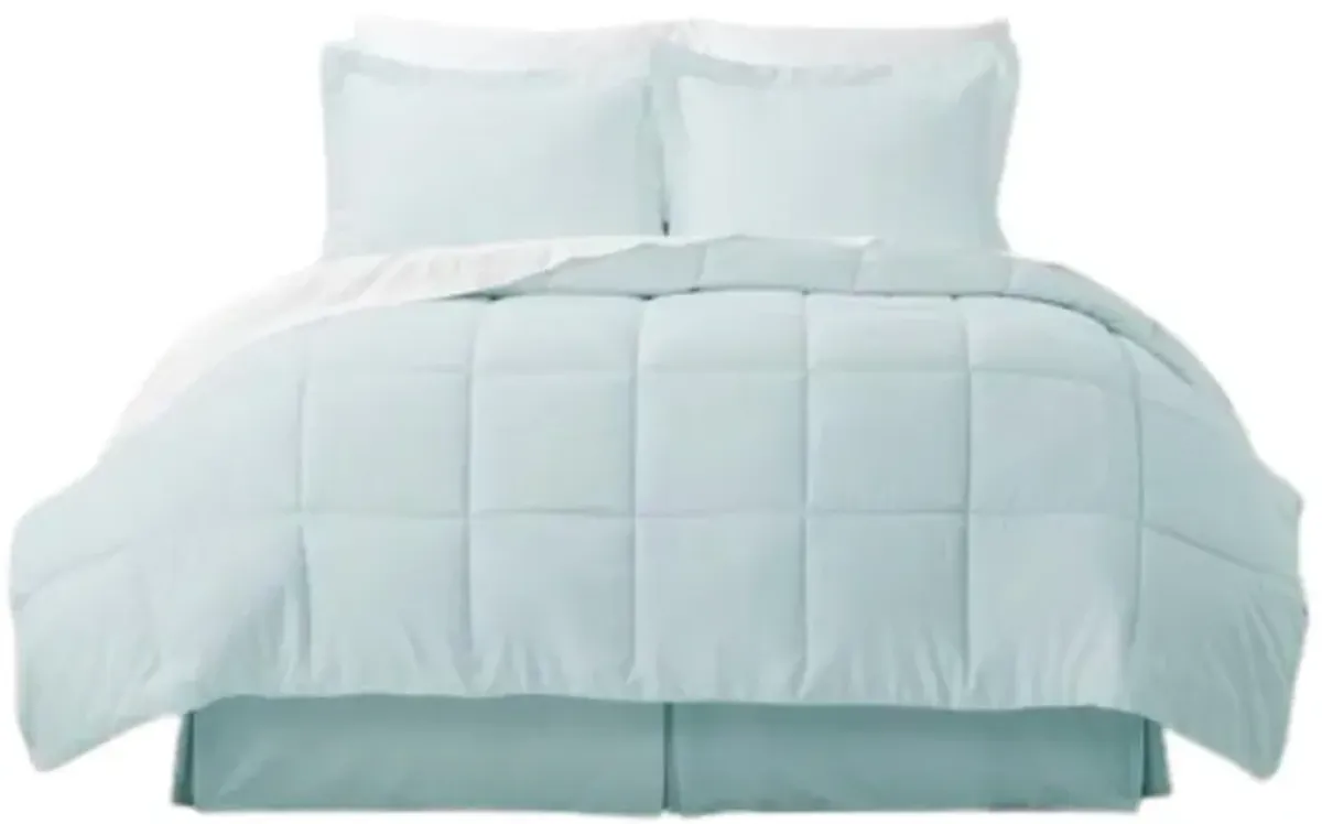 Hivvago King size Microfiber 6 Piece Reversible Bed in a Bag Comforter Set in Aqua Blue