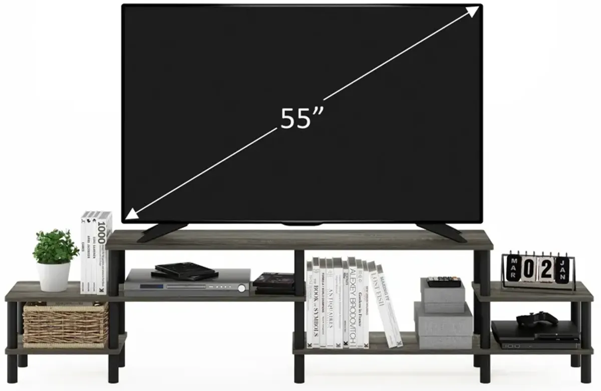 Furinno Furinno Turn-N-Tube Grand Entertainment Center for TV up to 80 Inch, French Oak Grey/Black