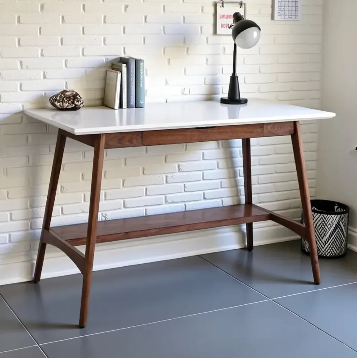 Starlight Canyon Home White Office Table – 24 Inch Minimalist Desk with MDF Top and Shelf