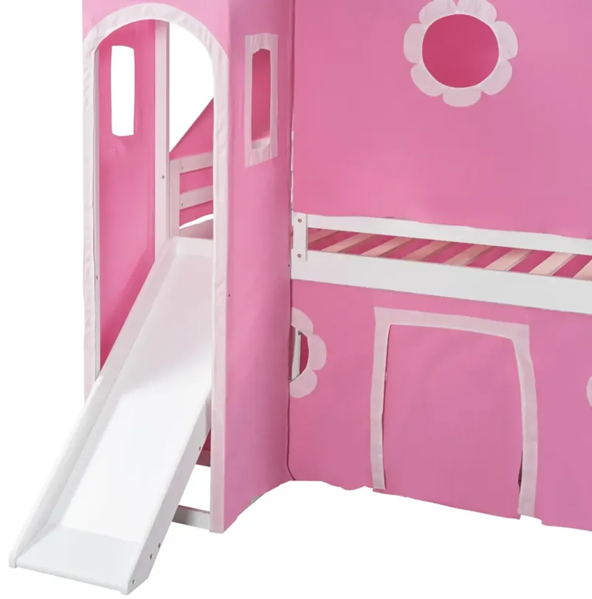 Merax Castle Loft Bed with Slide and Tent