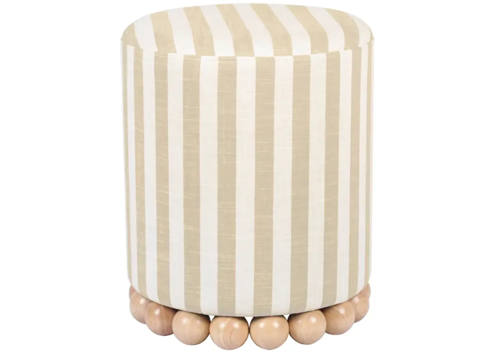 Dex Beige Striped Linen Ottoman