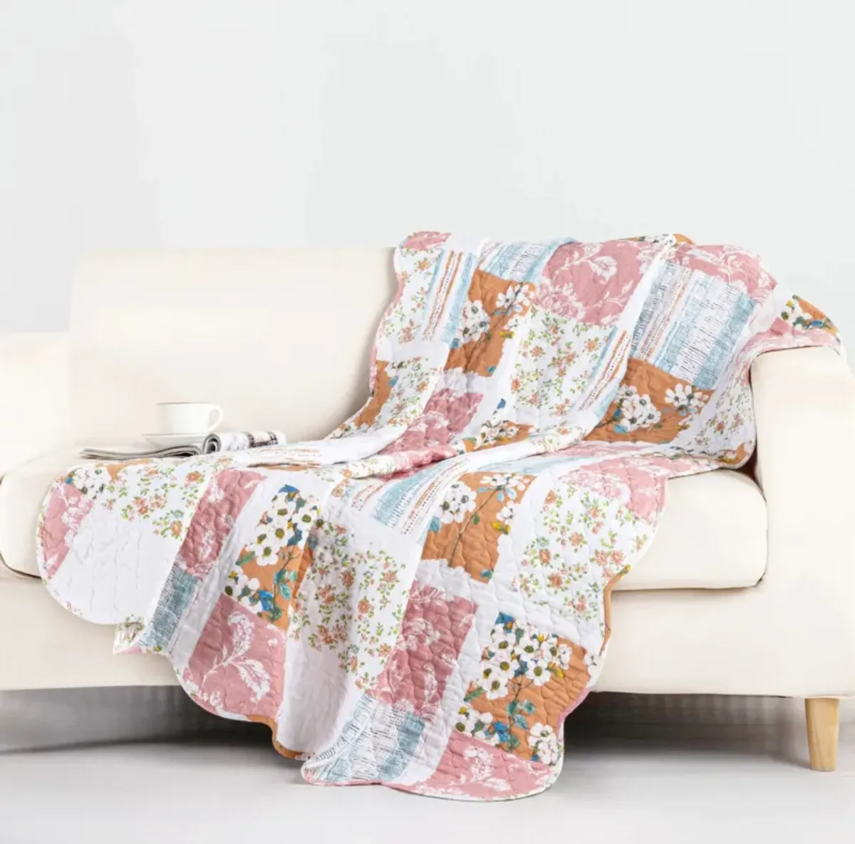 Greenland Home Everly Shabby Chic Quilted  Premium Quality All Season Throw Blanket 50x60inch