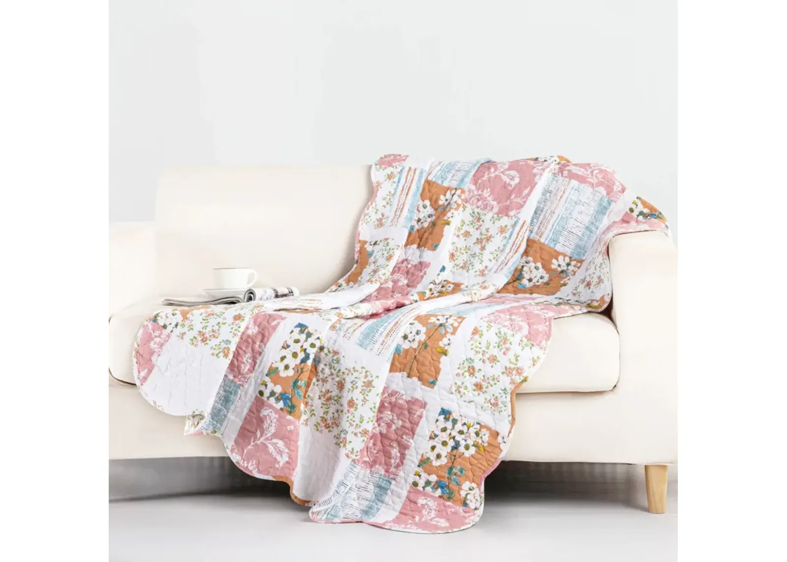 Greenland Home Everly Shabby Chic Quilted  Premium Quality All Season Throw Blanket 50x60inch