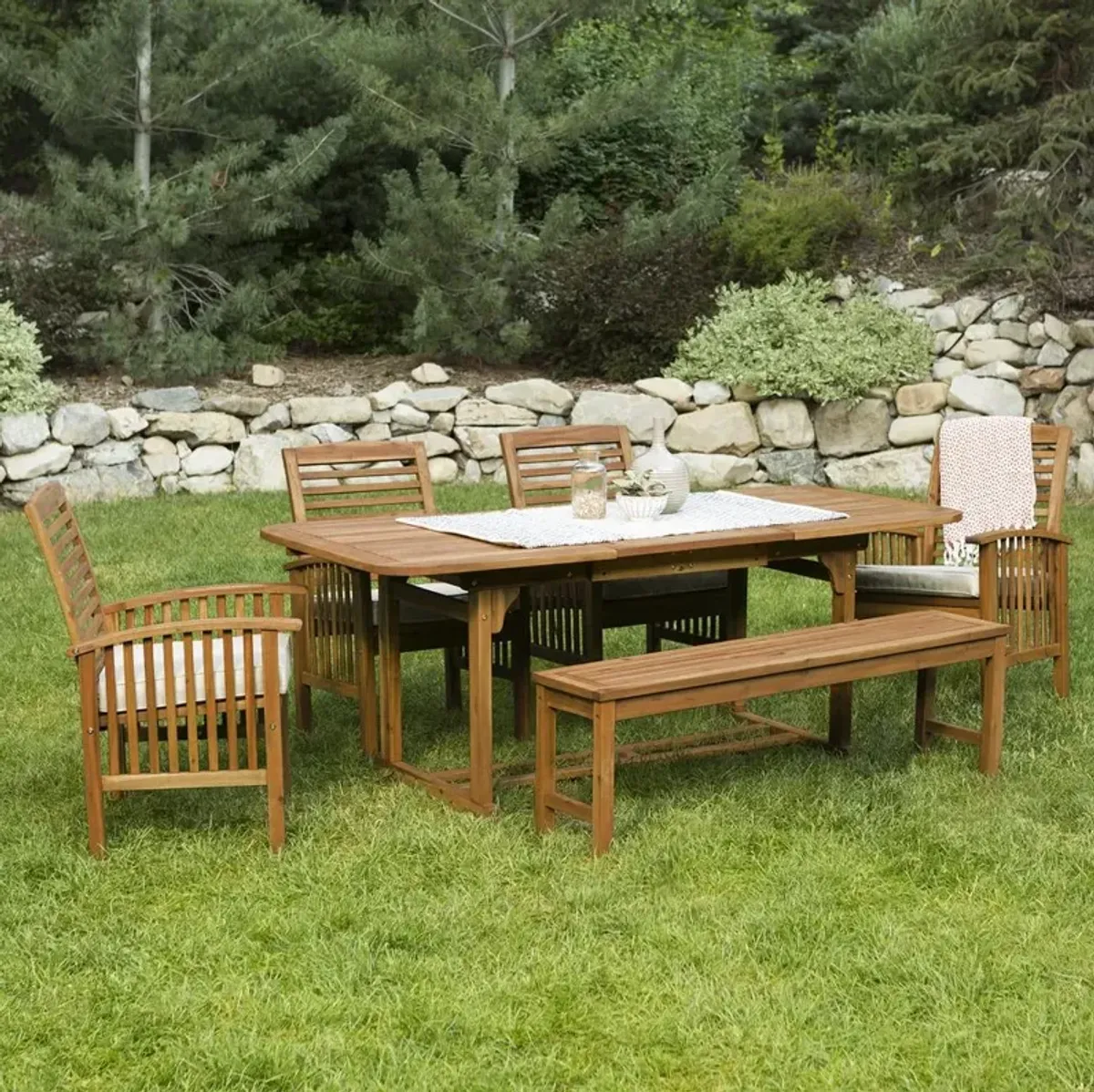 Belen Kox Brown Acacia Wood 6-Piece Dining Set, Belen Kox