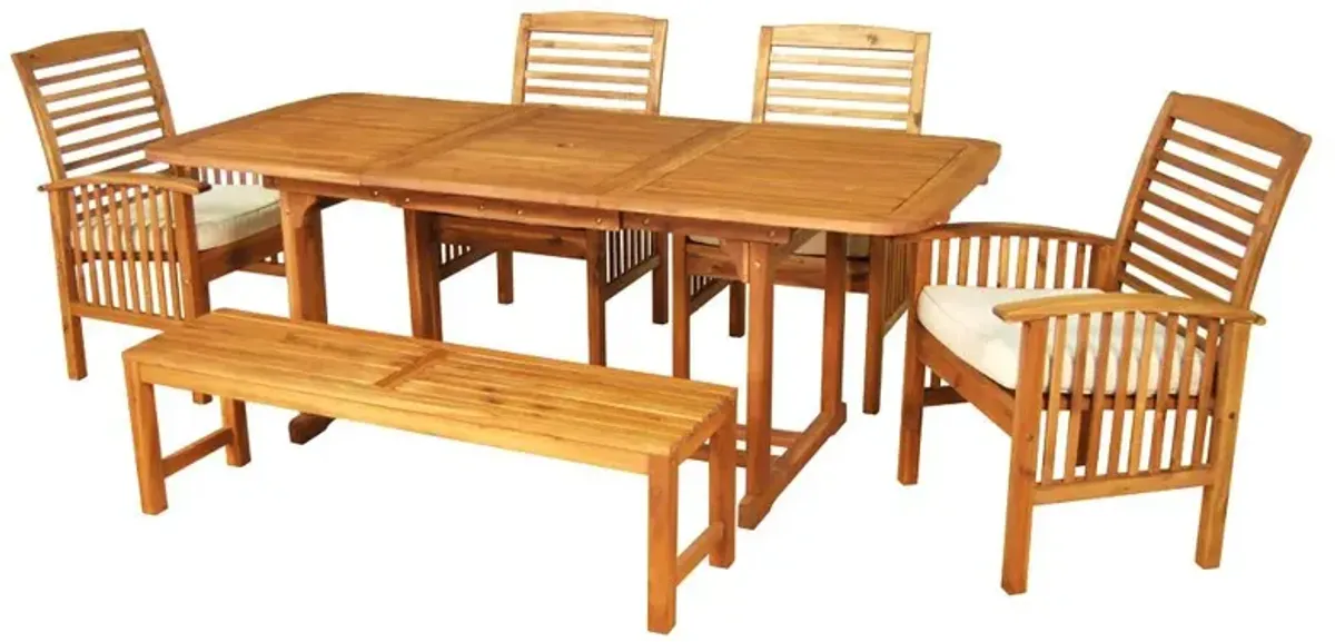 Belen Kox Brown Acacia Wood 6-Piece Dining Set, Belen Kox