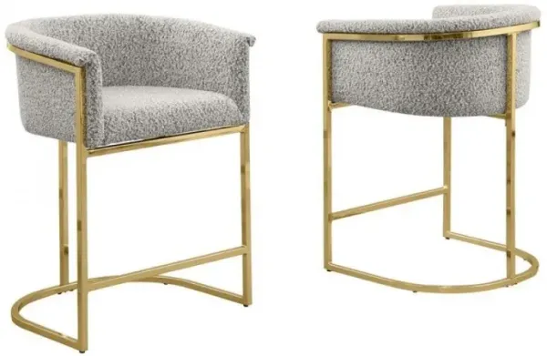 Best Quality teddy Boucle in rich gray counter height chair - Set of 2