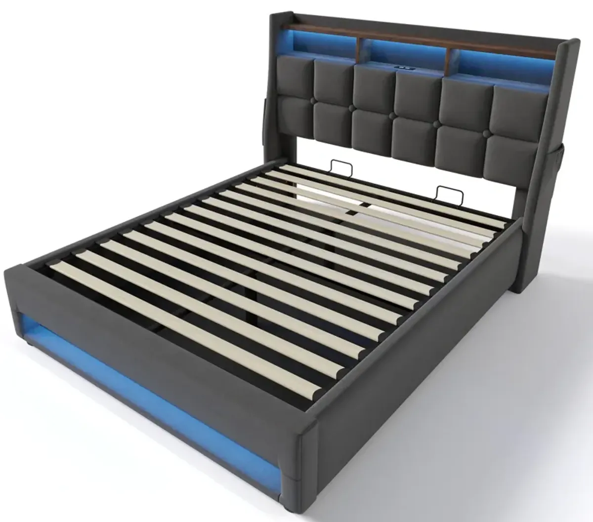 Merax Storage Platform Bed  with LED and USB Port