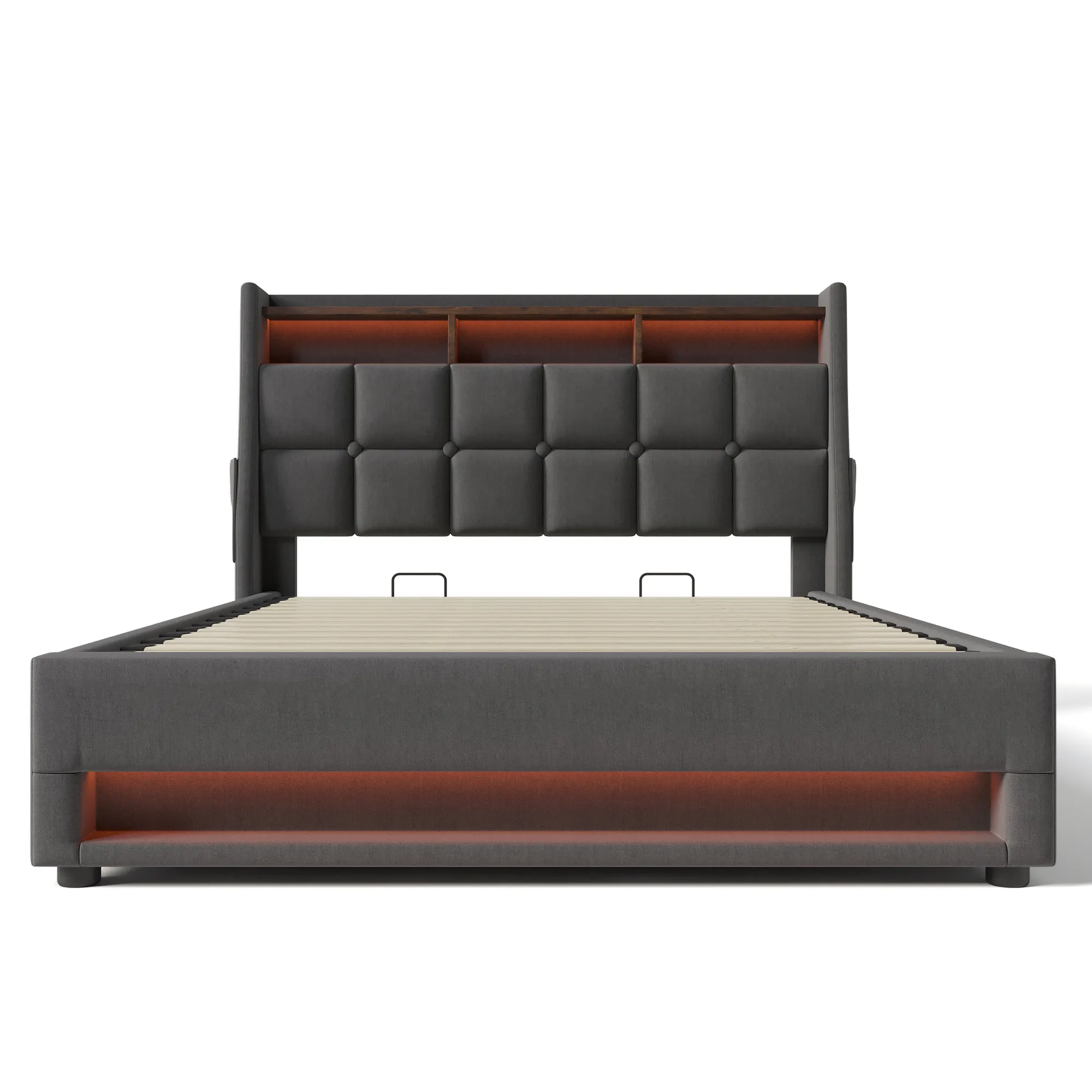 Merax Storage Platform Bed  with LED and USB Port