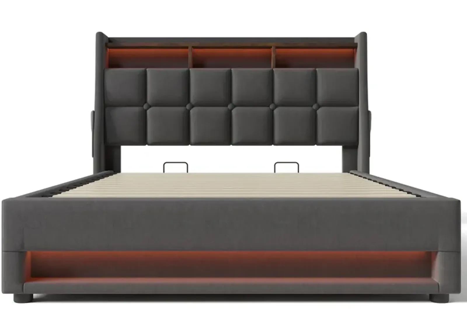 Merax Storage Platform Bed  with LED and USB Port