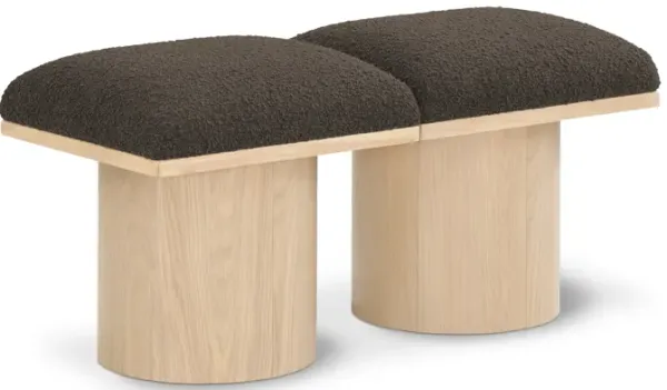 Meridian Furniture Pavilion Brown Boucle Fabric Bench