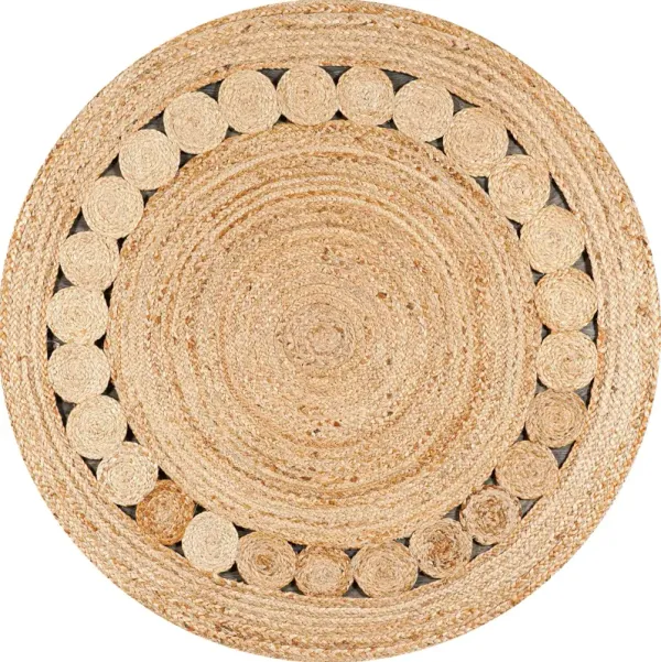 Dahlia Round Natural Jute Boho Circle Natural Round Area Rug