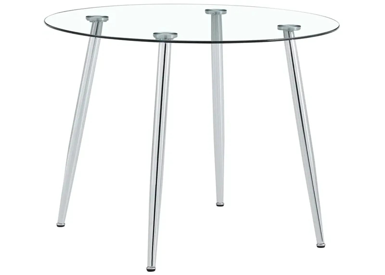 Hivvago 40 inches Modern Minimalist Round Glass  Table with  Metal Legs