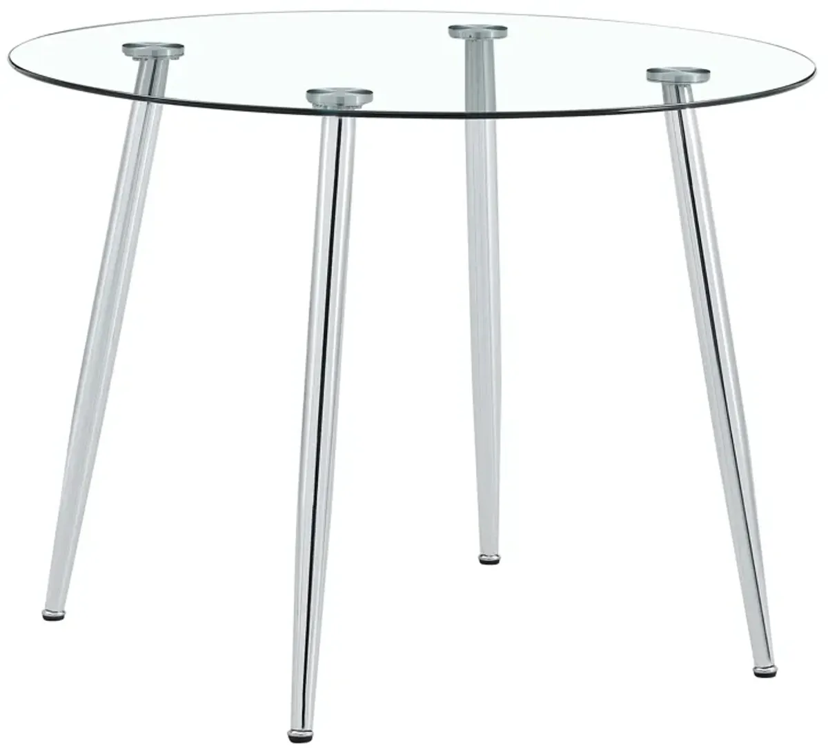 Hivvago 40 inches Modern Minimalist Round Glass  Table with  Metal Legs