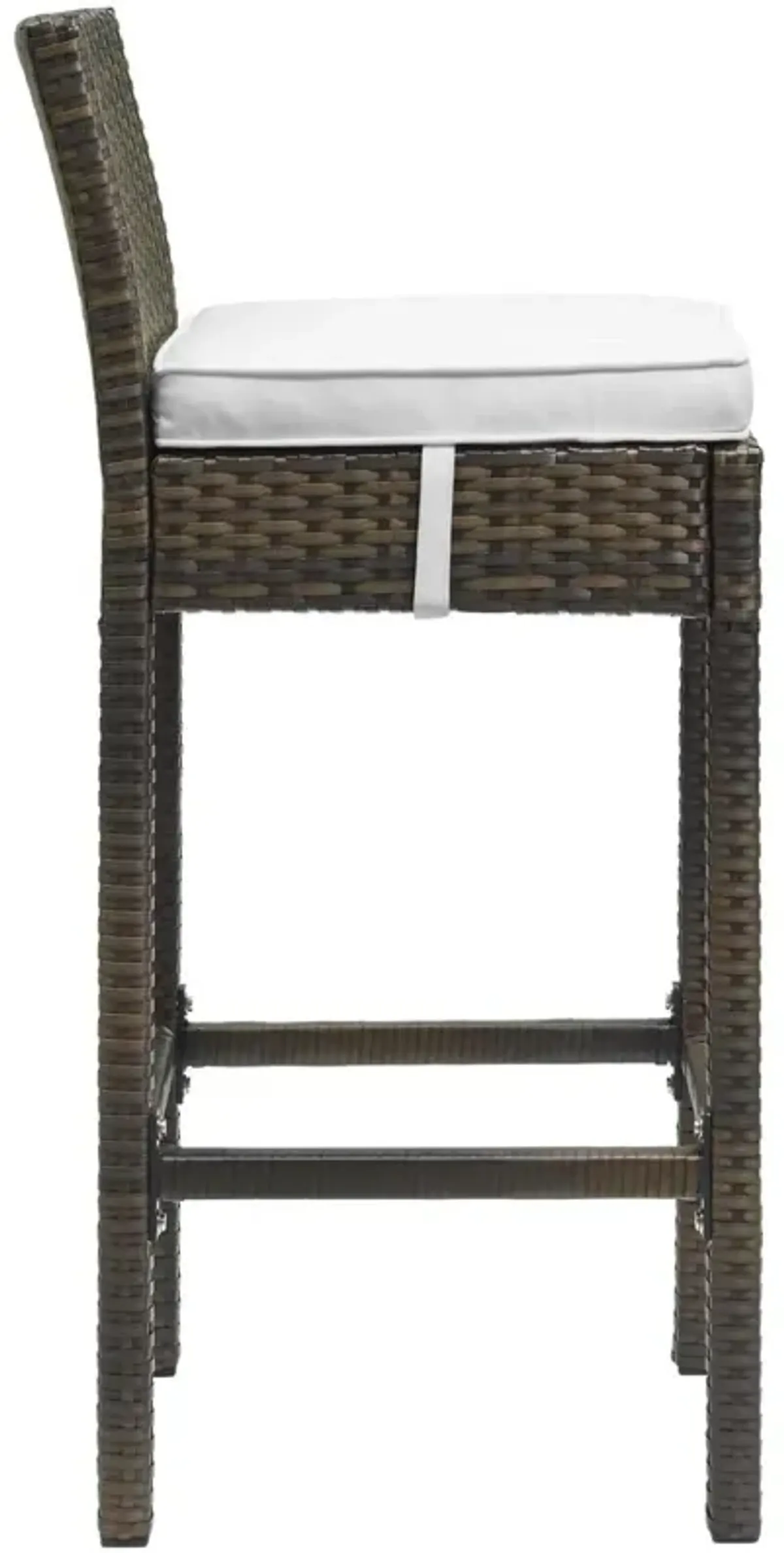 Modway EEI-3601-BRN-WHI Conduit Bar Stool Outdoor Patio Wicker Rattan Set of 4 in Brown White, Four