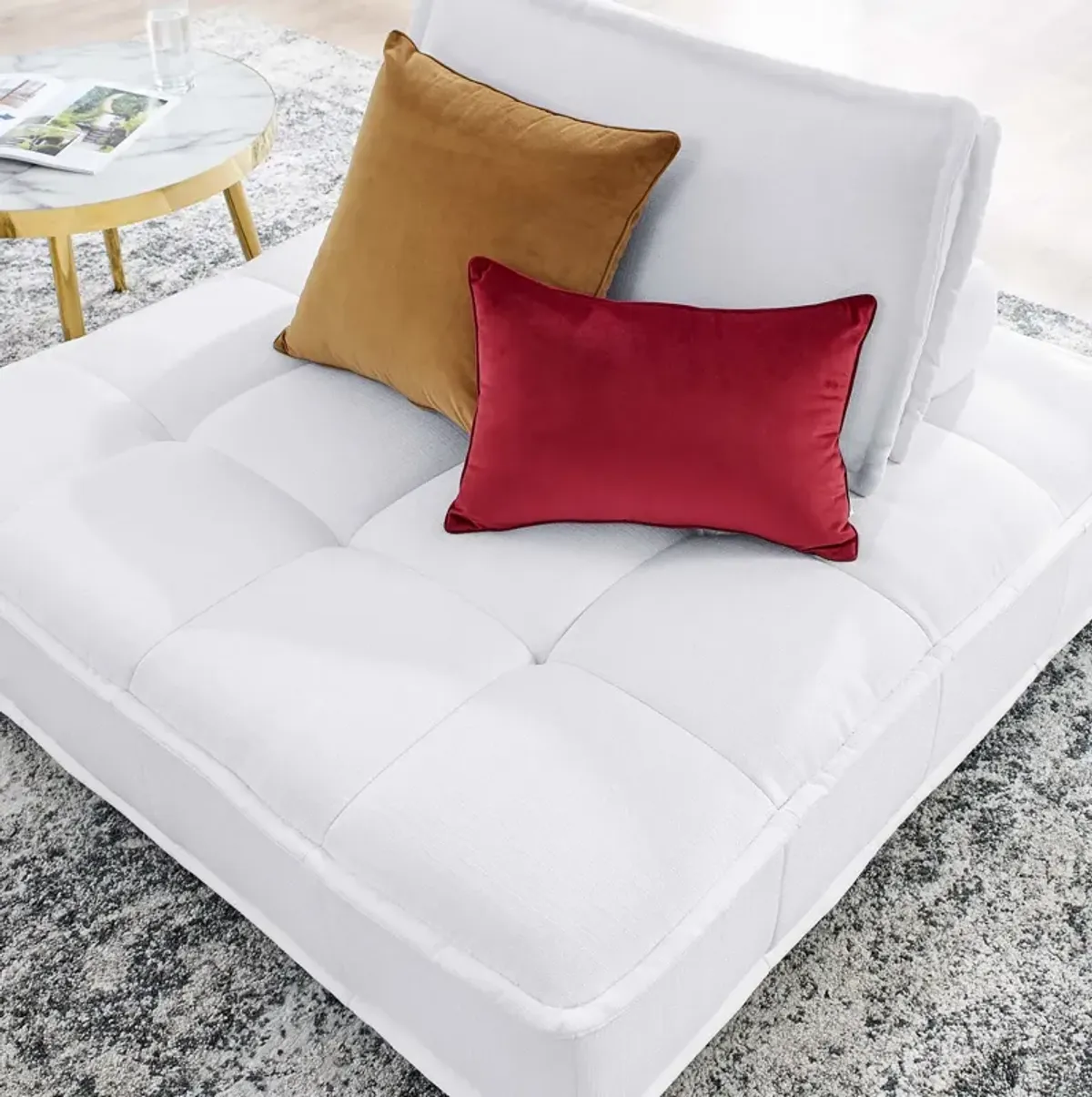 Saunter Tufted Fabric Armless Chair White EEI-4725-WHI