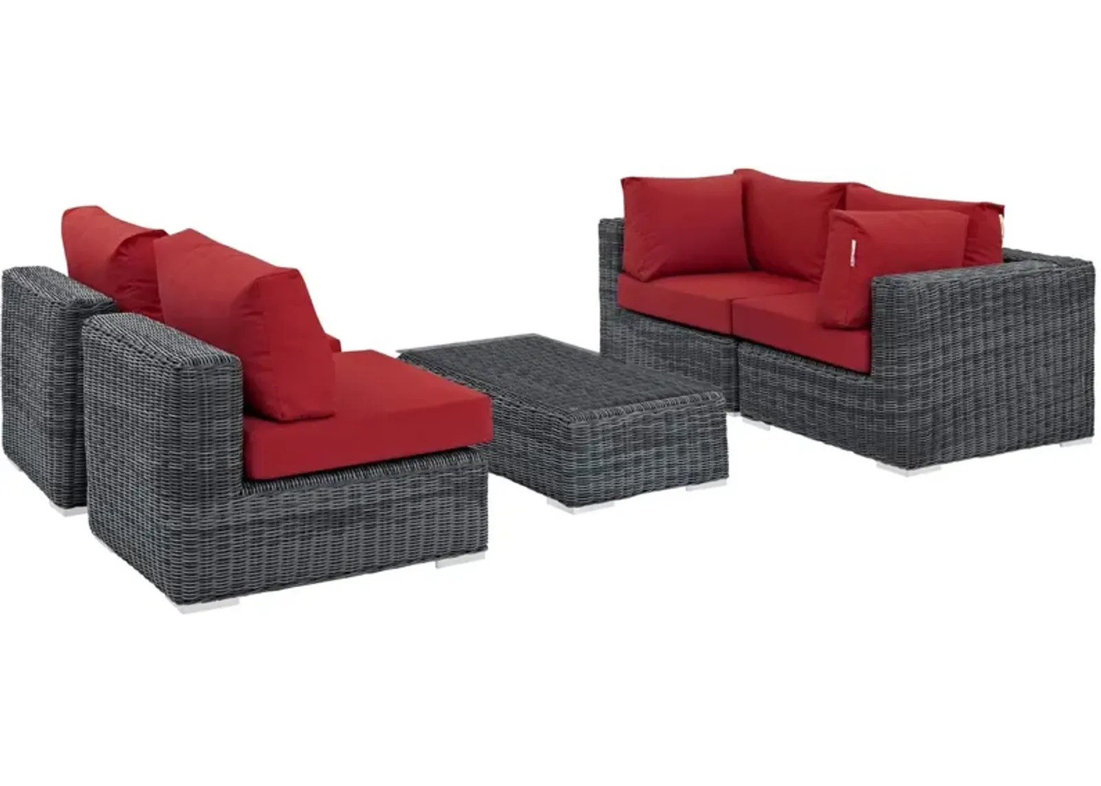 Summon Outdoor Patio Sectional Sofa Set - Luxurious Comfort, Top-notch Quality, Two-tone Rattan Weave, Sunbrella Cushions, UV Protection, Powder-coated Aluminum Frame, Sleek Modern Design, Complete Furniture Set