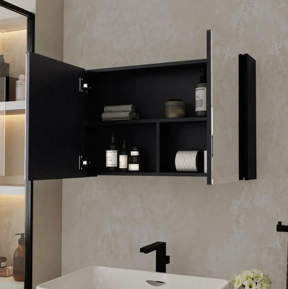 Medicine Cabinet Mansfield, Bathroom, Black