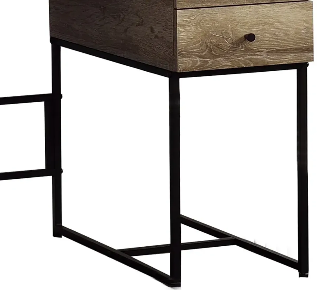 Wooden Desk with 4 Drawers and Tubular Metal Support, Brown and Black-Benzara