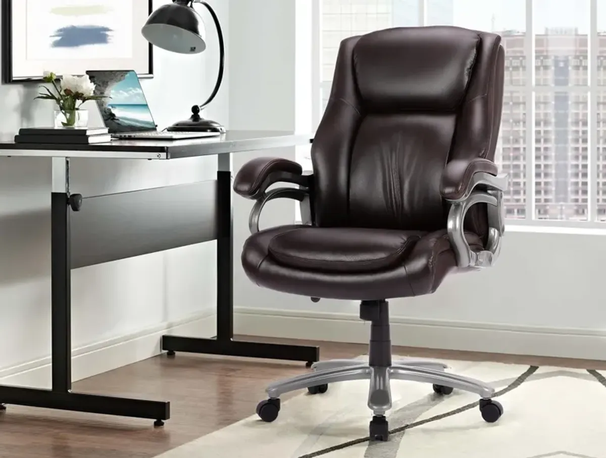 Executive PU Leather Office Chair, Big and Tall Computer Desk Chair With Padded Arms