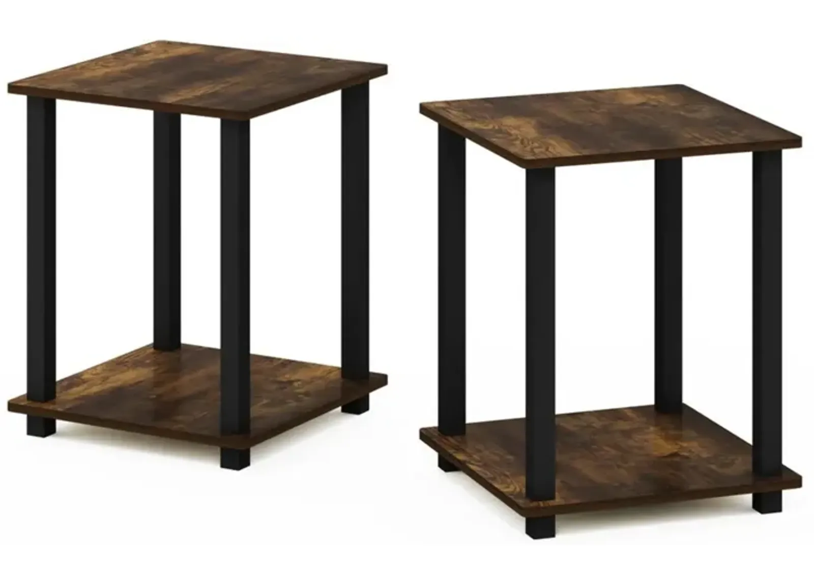 Furinno Simplistic Set of 2 End Table, 2-Pack, Amber Pine/Black