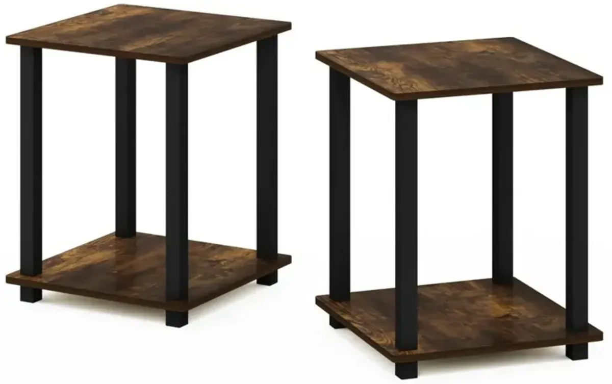 Furinno Simplistic Set of 2 End Table, 2-Pack, Amber Pine/Black