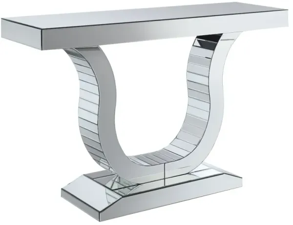 Saanvi U-shaped Mirrored Entryway Console Table Silver