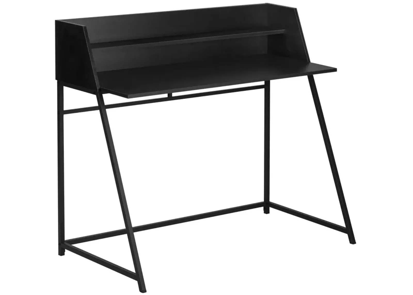 Monarch Specialties I 7547 Computer Desk, Home Office, Laptop, Storage Shelves, 48"L, Work, Metal, Laminate, Black, Contemporary, Modern