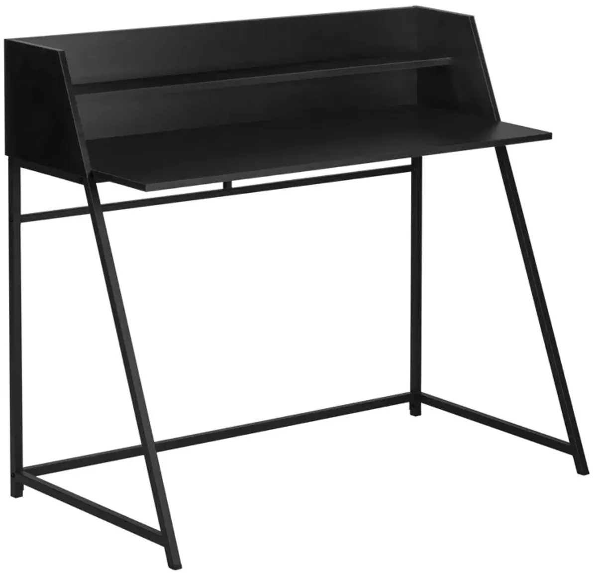 Monarch Specialties I 7547 Computer Desk, Home Office, Laptop, Storage Shelves, 48"L, Work, Metal, Laminate, Black, Contemporary, Modern