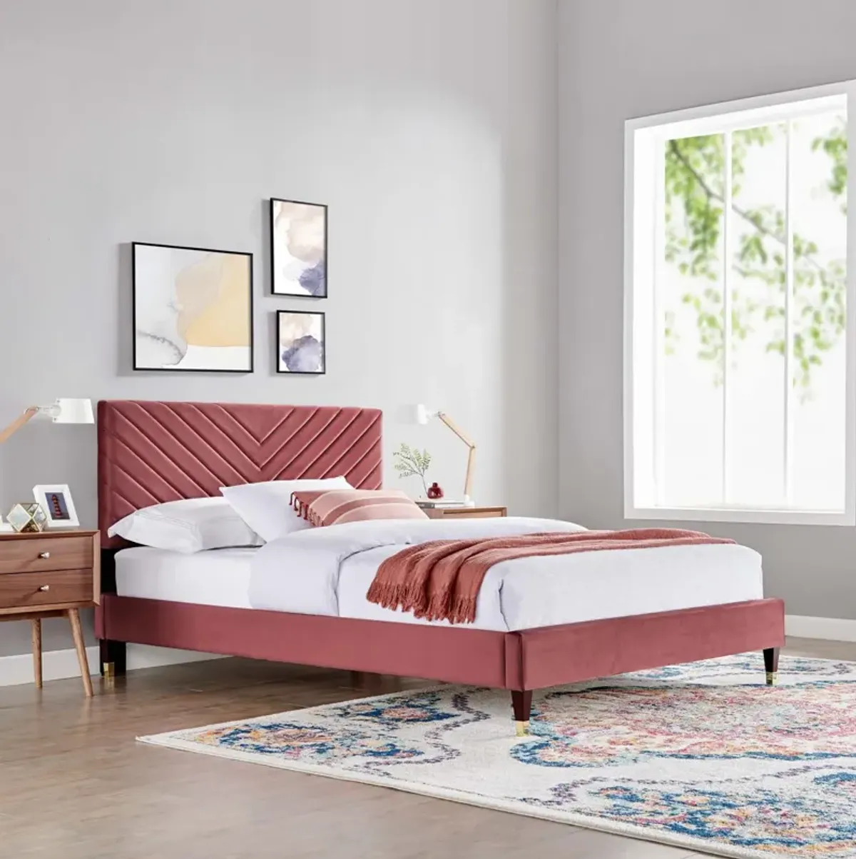 Modway - Roxanne Performance Velvet Queen Platform Bed