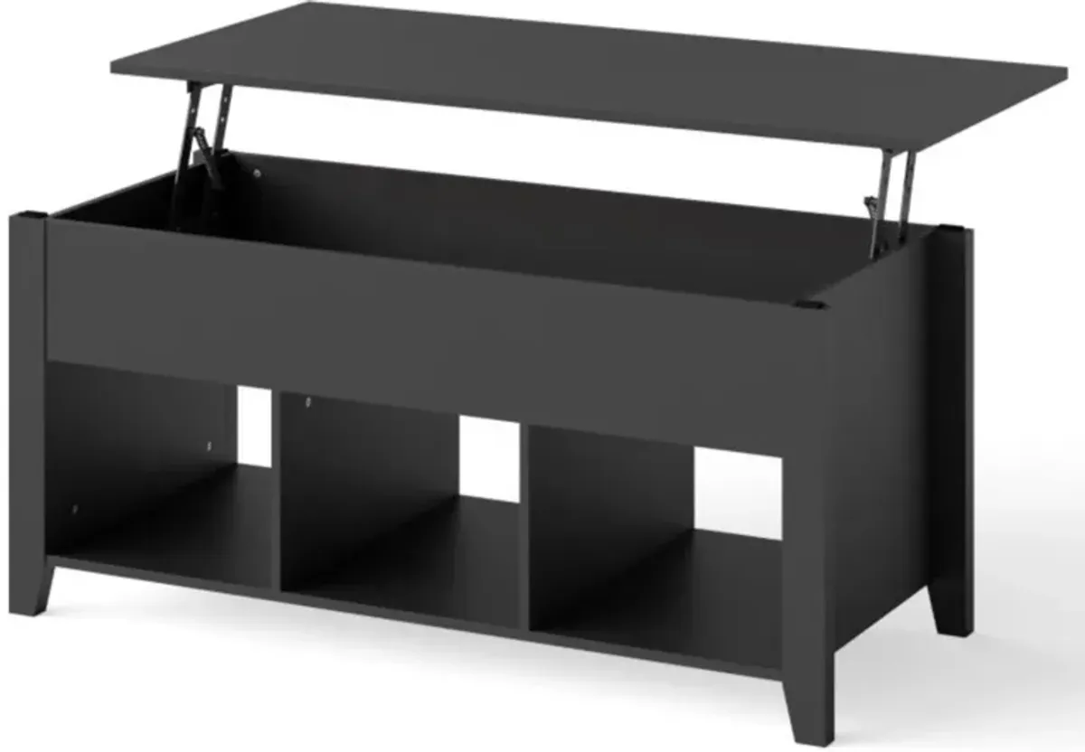 Hivvago Modern Black Wooden Lift Top Coffee Table