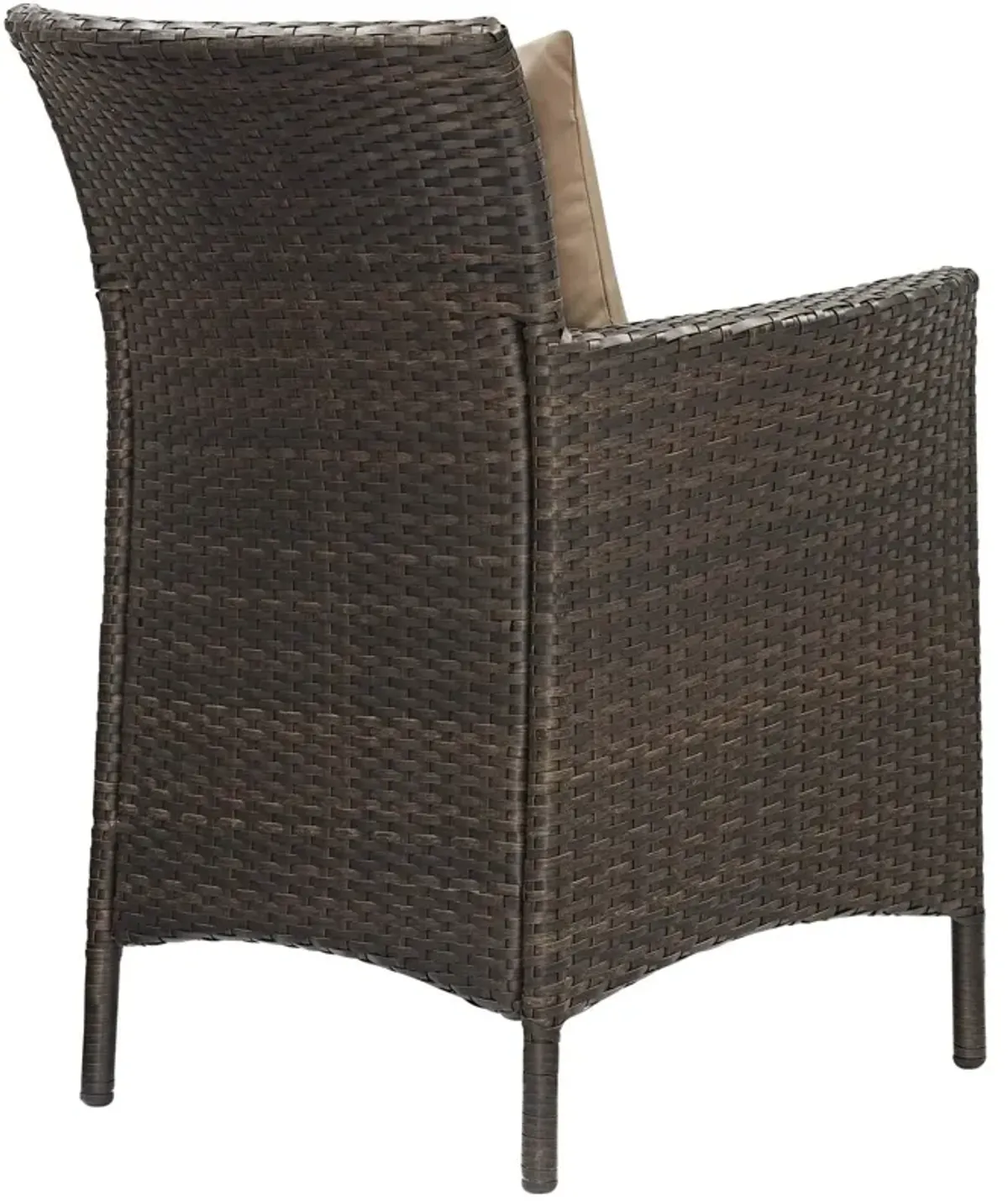 Modway Converge Wicker Rattan Outdoor Patio Dining Arm Chair with Cushion in Brown Mocha