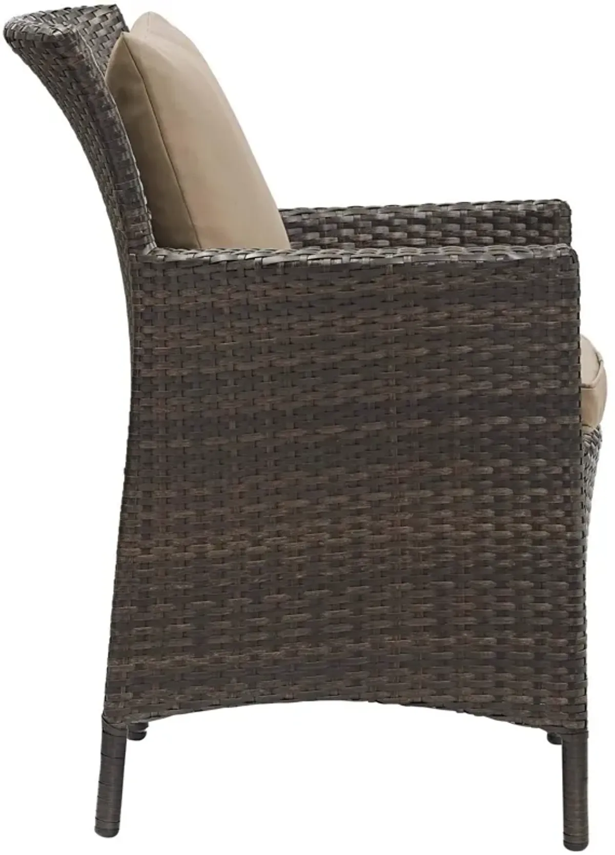 Modway Converge Wicker Rattan Outdoor Patio Dining Arm Chair with Cushion in Brown Mocha