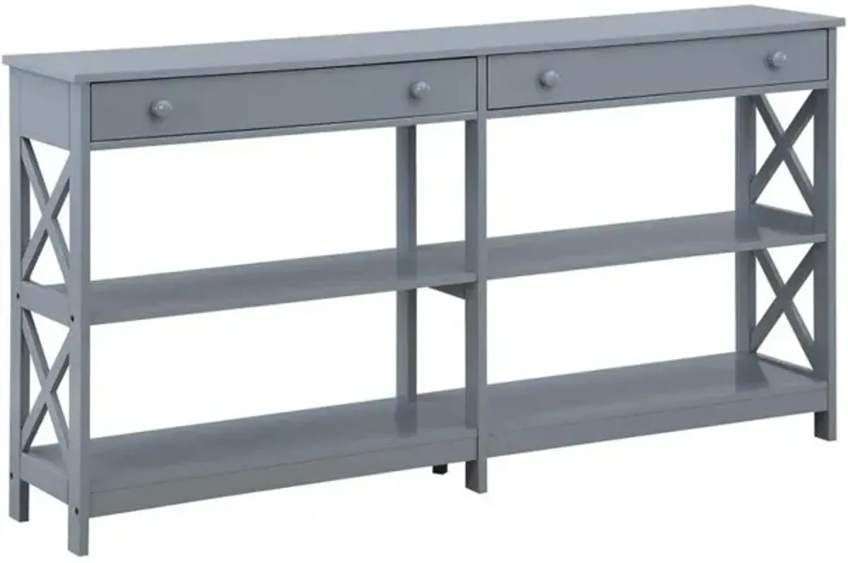 Convenience Concepts Oxford 2 Drawer 60 inch Console Table with Shelves, Gray