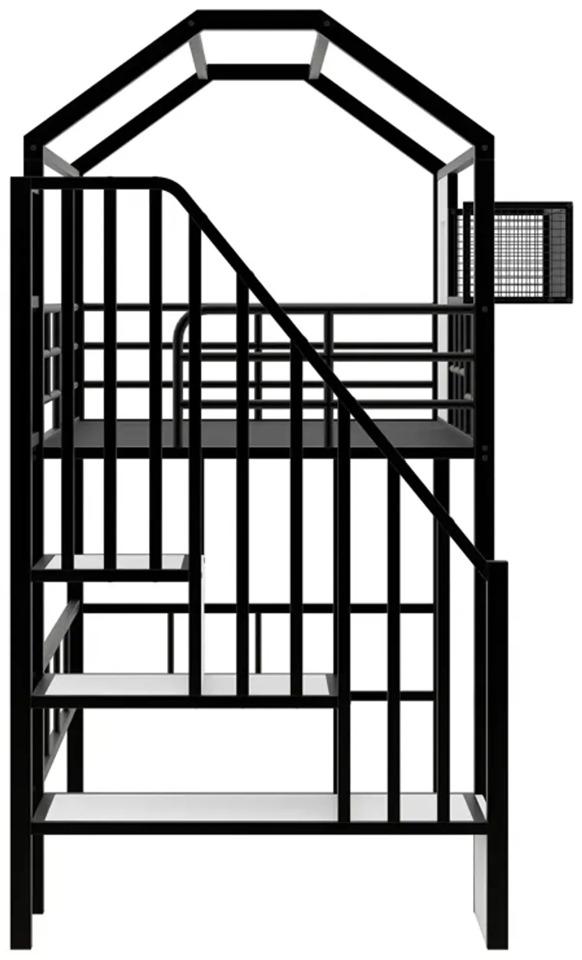 Merax Metal Loft Bed with Roof and A Storage Box