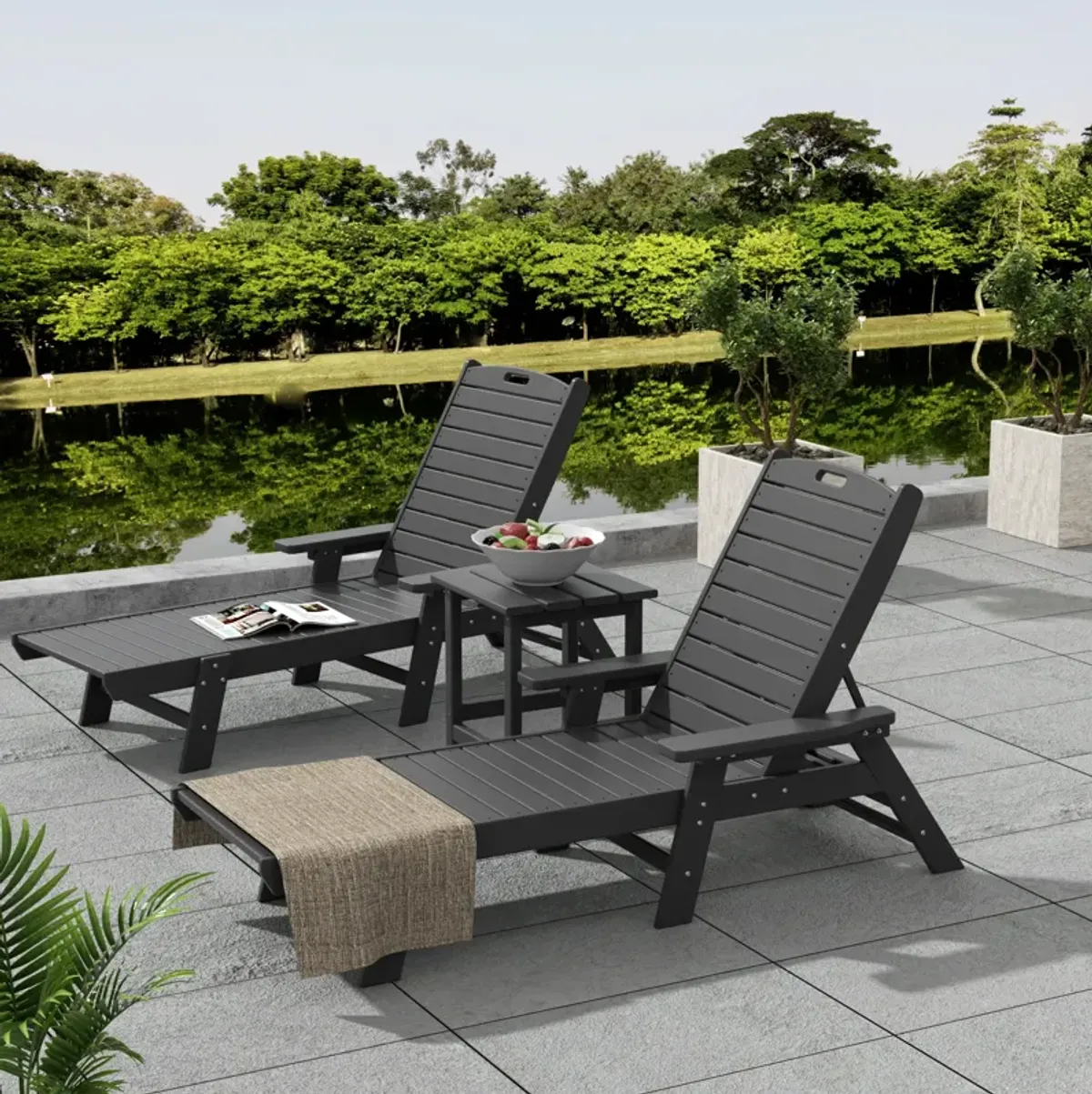 WestinTrends Adirondack Outdoor Chaise Lounge with Side Table Set