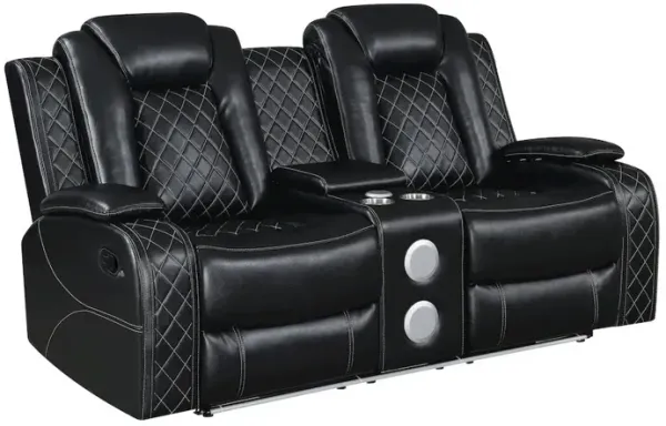 New Classic Furniture Orion II Faux Leather Console Loveseat Recliners, Black