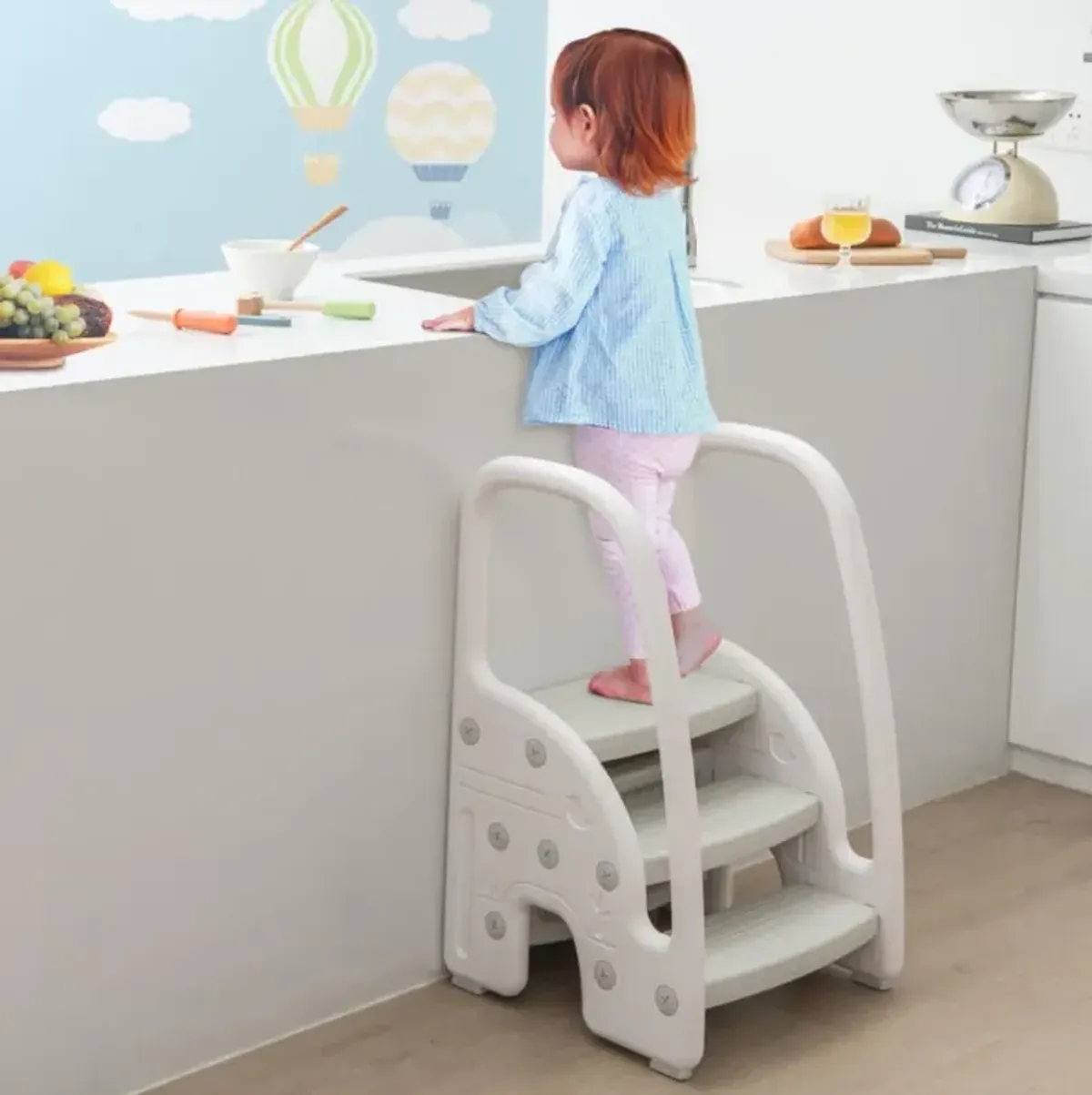 Hivvago 3-Step Stool with Safety Handles and Non-slip Pedals for Toddlers