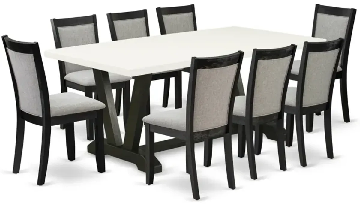 East West Furniture V627MZ650-9 9Pc Kitchen Set - Rectangular Table and 8 Parson Chairs - Multi-Color Color