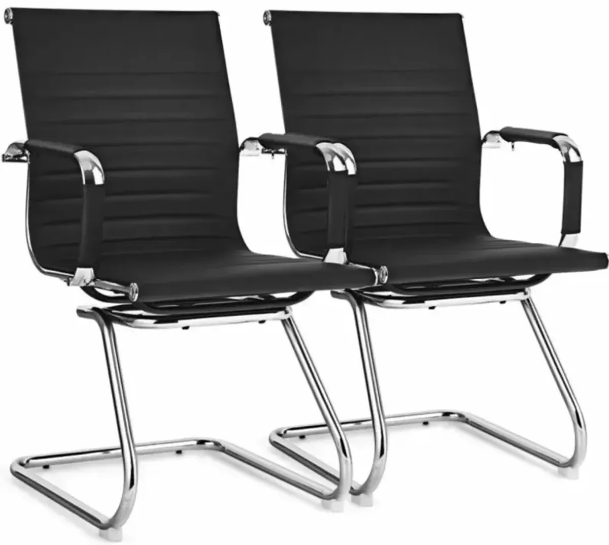 Hivvago Set of 2 Heavy Duty Conference Chair with PU Leather